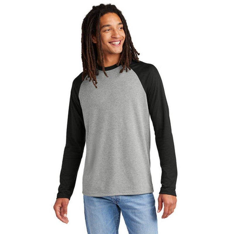CAPELLA Allmade® Unisex Tri-Blend Long Sleeve Colorblock Raglan - Deep Black/Aluminum Grey