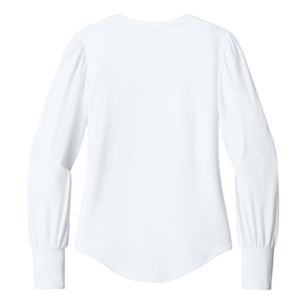 NEW CAPELLA Mercer+Mettle® Women’s Stretch Jersey Long Sleeve Blouson Top - White