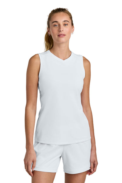 NEW CAPELLA -  Sport-Tek® Women’s Club Sleeveless V-Neck - White/White