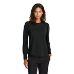 NEW CAPELLA Mercer+Mettle® Women’s Stretch Jersey Long Sleeve Blouson Top - Deep Black