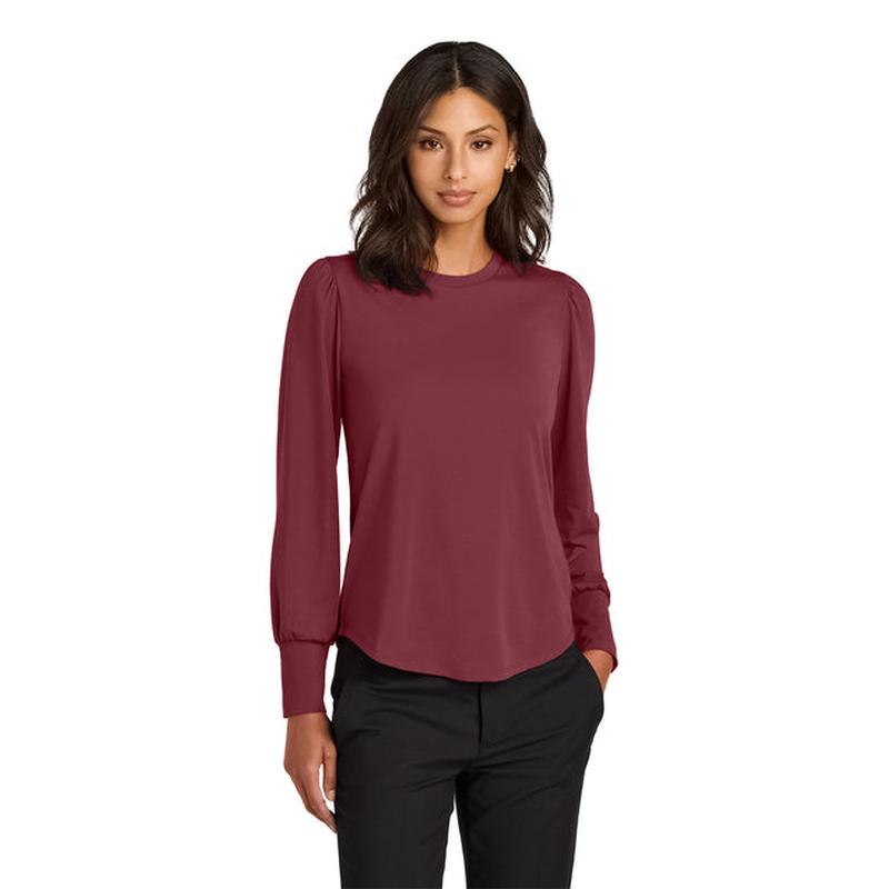 NEW CAPELLA Mercer+Mettle® Women’s Stretch Jersey Long Sleeve Blouson Top - Rosewood