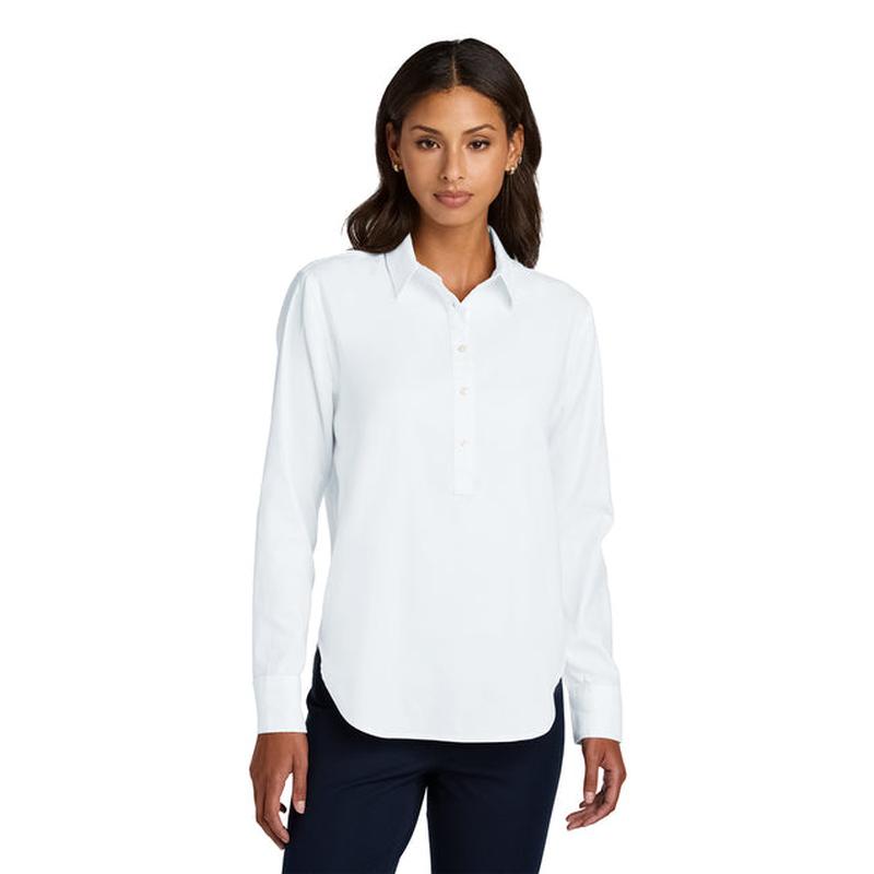 NEW Capella Mercer+Mettle® Women’s Long Sleeve Modern Oxford Shirt - White