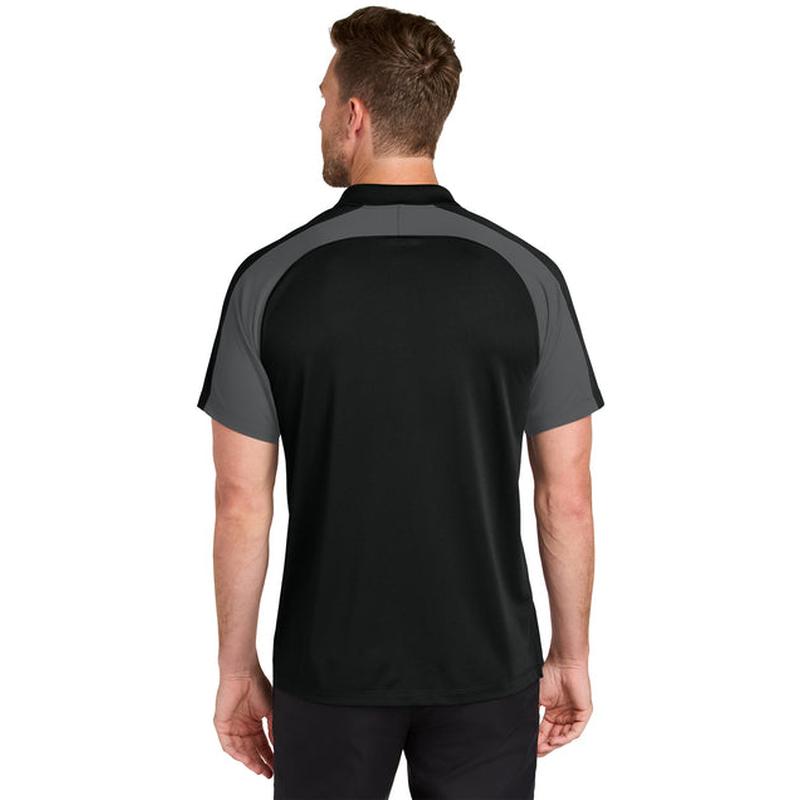 NEW Capella Port Authority® Wearever Performance Pique Colorblock Polo - Deep Black/Storm Grey
