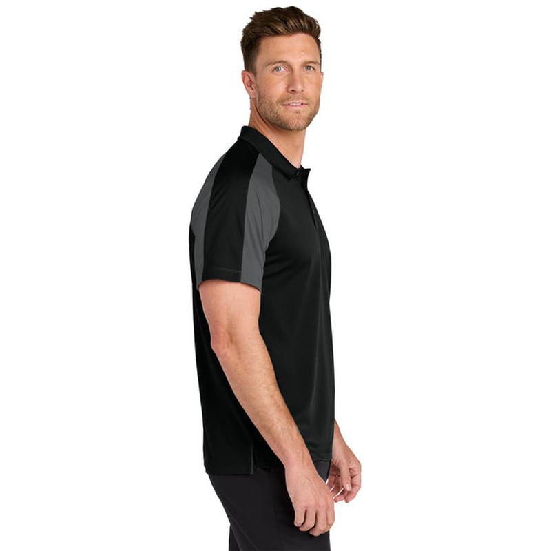 NEW Capella Port Authority® Wearever Performance Pique Colorblock Polo - Deep Black/Storm Grey