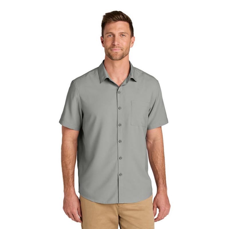 NEW Capella Port Authority® Short Sleeve UV Dockside Shirt - Gusty Grey
