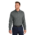 NEW CAPELLA Port Authority® Long Sleeve Nailhead Easy Care Shirt - Deep Black