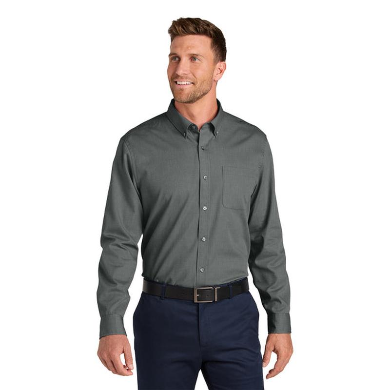 NEW CAPELLA Port Authority® Long Sleeve Nailhead Easy Care Shirt - Deep Black