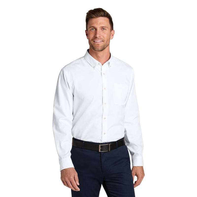 NEW CAPELLA Port Authority® Long Sleeve Nailhead Easy Care Shirt - White