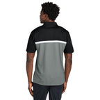 NEW CAPELLA Sport-Tek® UV Micropique Colorblock Polo - Black/Grey Concrete Heather/White
