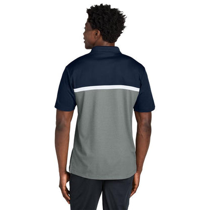 NEW CAPELLA Sport-Tek® UV Micropique Colorblock Polo - True Navy/Grey Concrete Heather/White (Copy)