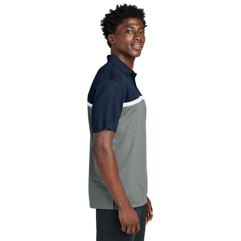 NEW CAPELLA Sport-Tek® UV Micropique Colorblock Polo - True Navy/Grey Concrete Heather/White (Copy)