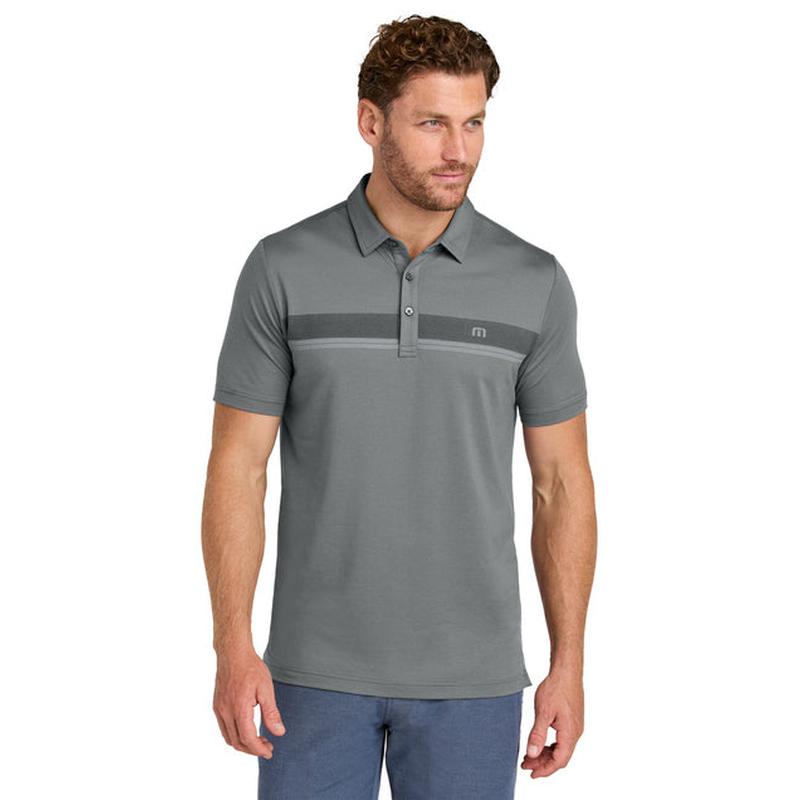 NEW CAPELLA TravisMathew Glenview Stripe Polo - Quiet Shade Grey