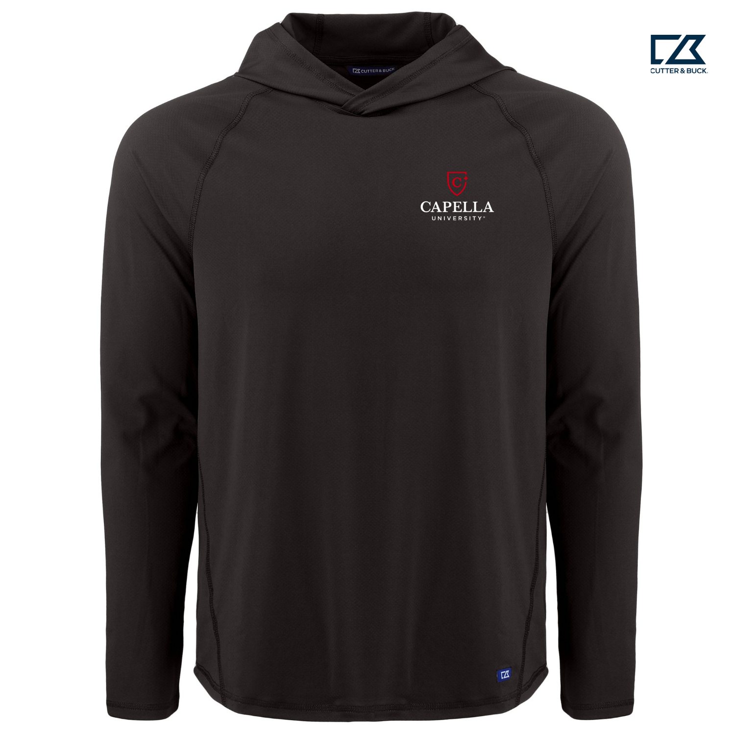 CAPELLA Cutter & Buck Prospect Recycled Featherlight Stretch Mens Hooded Pullover - Black