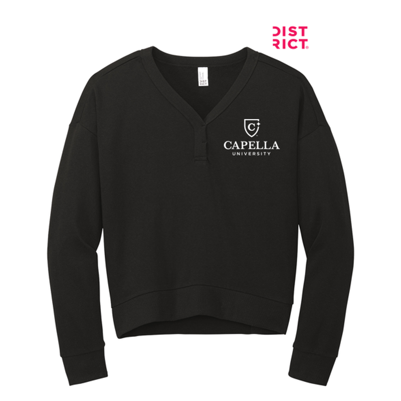 CAPELLA District® Women’s Perfect Tri® Fleece V-Neck Sweatshirt - Black
