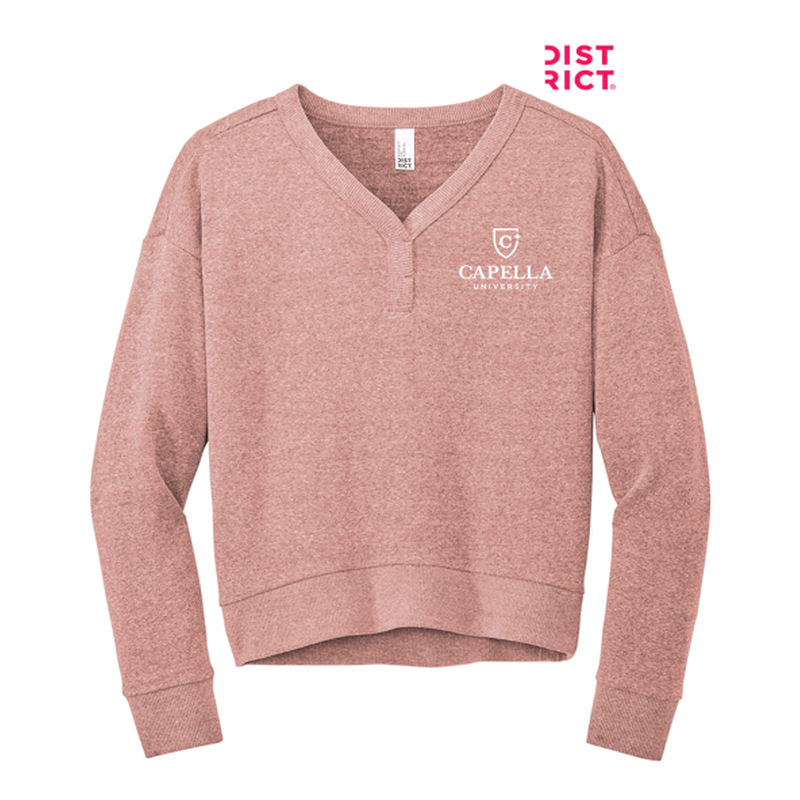 CAPELLA District® Women’s Perfect Tri® Fleece V-Neck Sweatshirt - Blush Frost