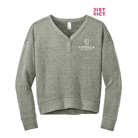 NEW CAPELLA District® Women’s Perfect Tri® Fleece V-Neck Sweatshirt - Heathered Charcoal