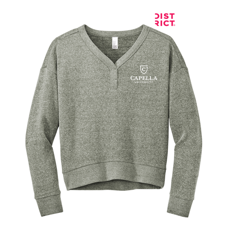 CAPELLA District® Women’s Perfect Tri® Fleece V-Neck Sweatshirt - Heathered Charcoal