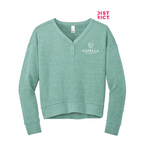 CAPELLA District® Women’s Perfect Tri® Fleece V-Neck Sweatshirt - Heathered Eucalyptus Blue