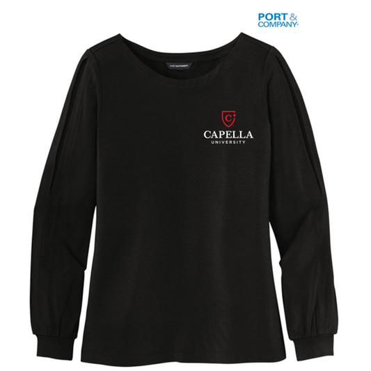 NEW CAPELLA Ladies Luxe Knit Jewel Neck Top - Black