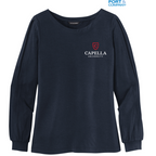 CAPELLA Ladies Luxe Knit Jewel Neck Top - River Blue Navy