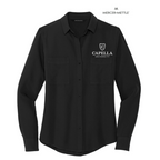 CAPELLA Mercer+Mettle™ Women's Stretch Crepe Long Sleeve Camp Blouse - Deep Black