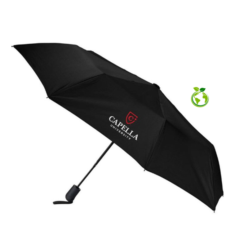 CAPELLA 42" Recycled Folding Auto Open Umbrella-BLACK