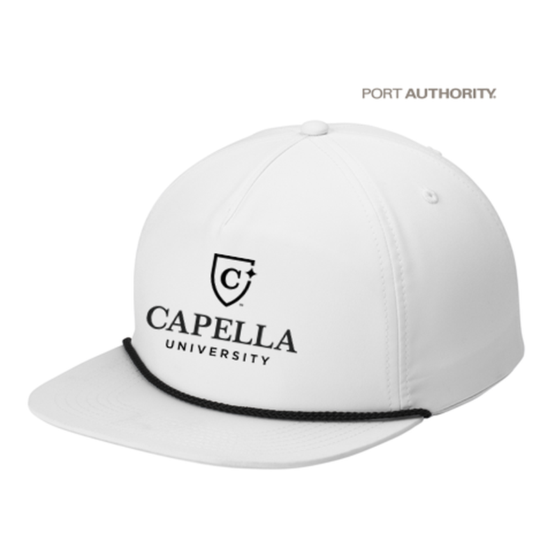 CAPELLA Port Authority® 5-Panel Poly Rope Cap - WHITE/BLACK