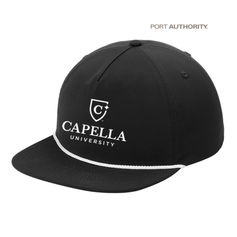 CAPELLA Port Authority® 5-Panel Poly Rope Cap - BLACK/WHITE