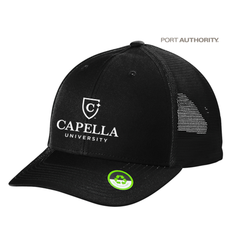 CAPELLA Port Authority Eco Snapback Trucker Cap Black/Black