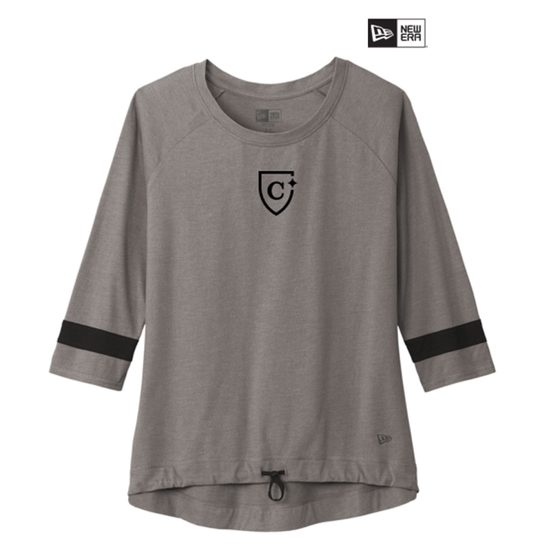 NEW CAPELLA New Era ® Ladies Tri-Blend 3/4-Sleeve Tee - Shadow Grey/ Black Solid