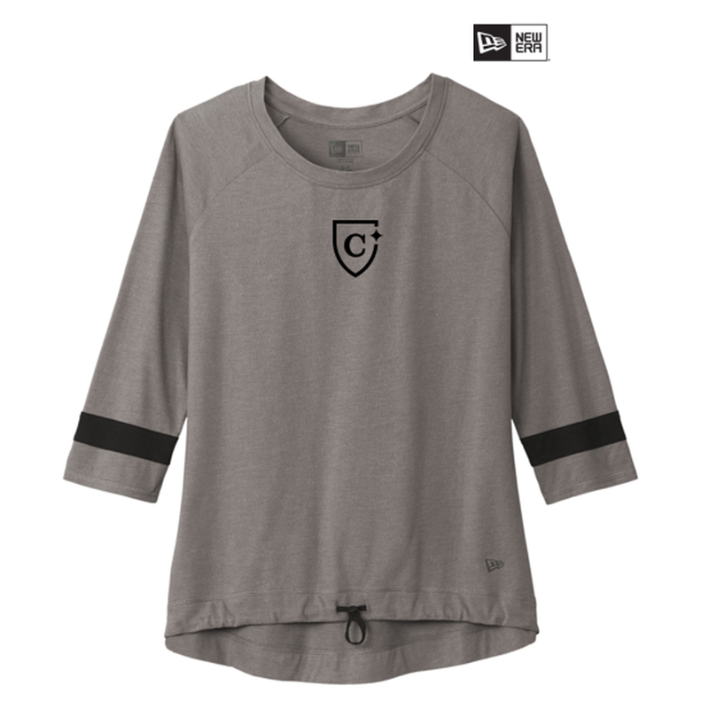 CAPELLA New Era ® Ladies Tri-Blend 3/4-Sleeve Tee - Shadow Grey/ Black Solid