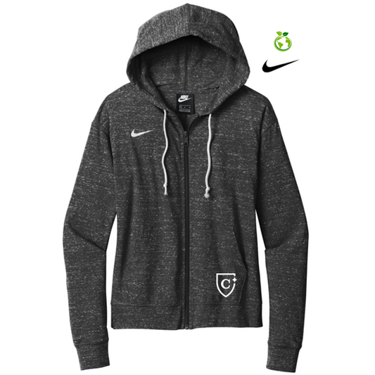 NEW CAPELLA Nike Ladies Gym Vintage Full-Zip Hoodie - Team Black