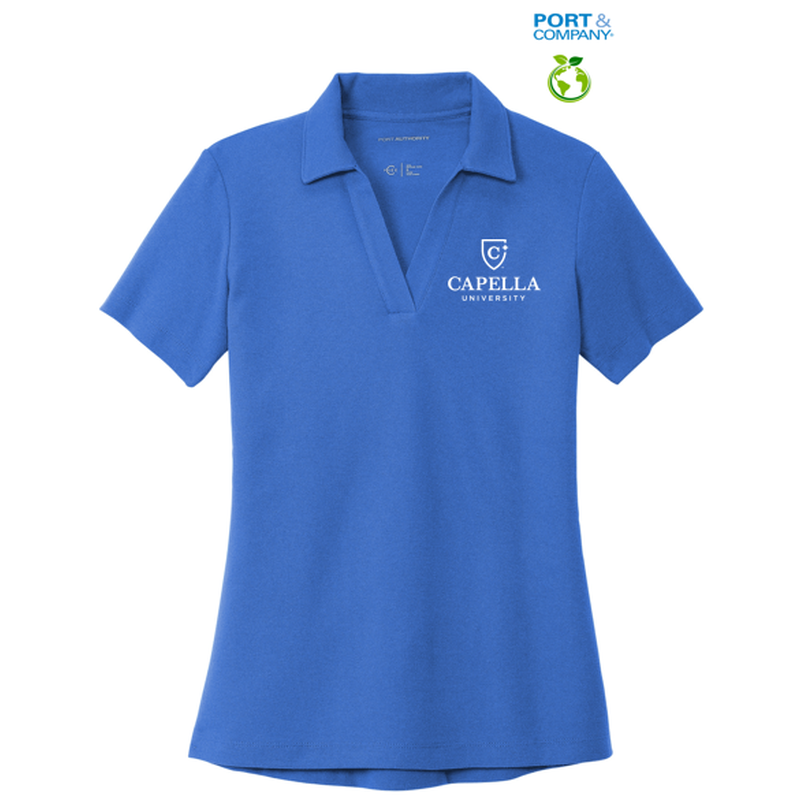 NEW CAPELLA Port Authority® Ladies C-FREE ™ Cotton Blend Pique Polo - True Blue