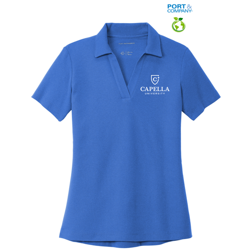 CAPELLA Port Authority® Women's C-FREE® Cotton Blend Pique Polo - True Blue