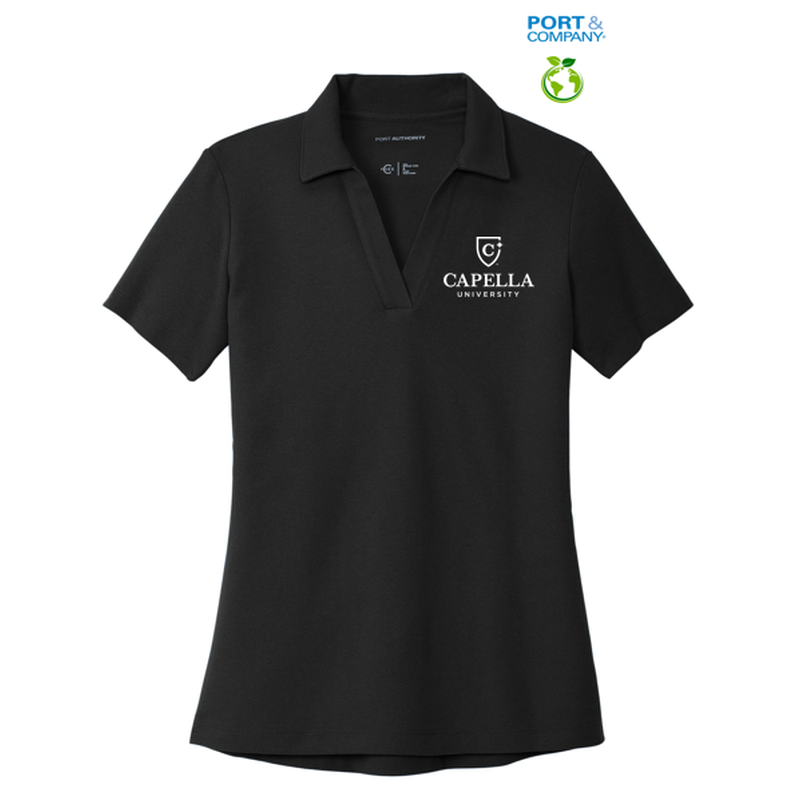 NEW CAPELLA Port Authority® Ladies C-FREE ™ Cotton Blend Pique Polo - Black