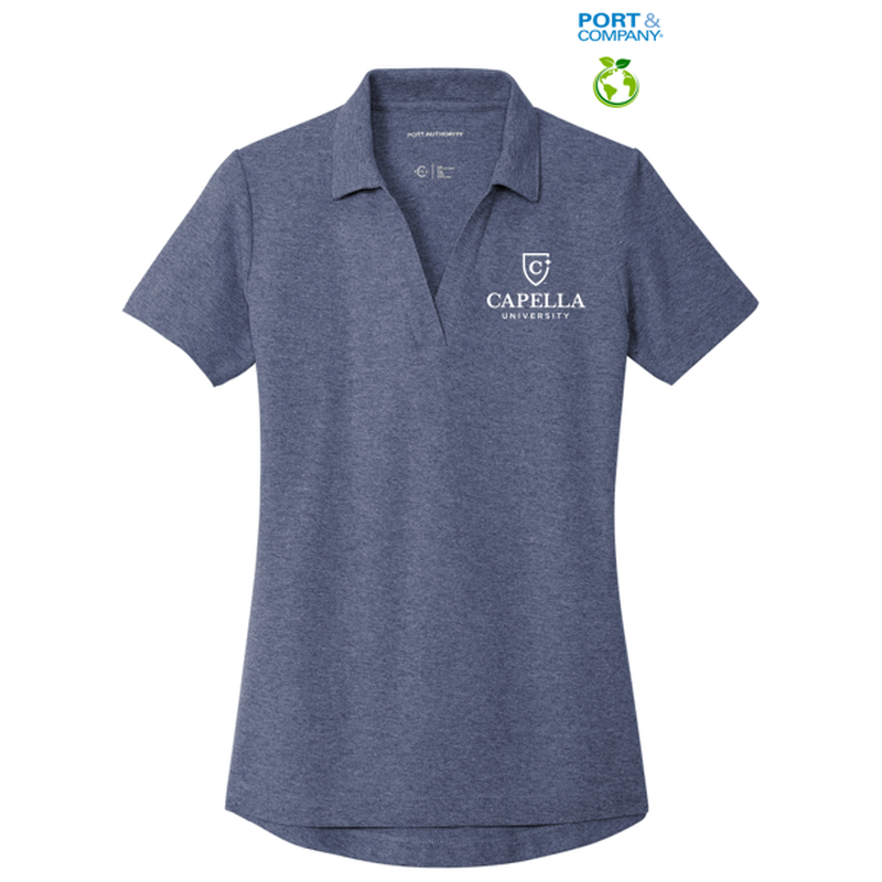 NEW CAPELLA Port Authority® Ladies C-FREE ™ Cotton Blend Pique Polo - Navy Heather