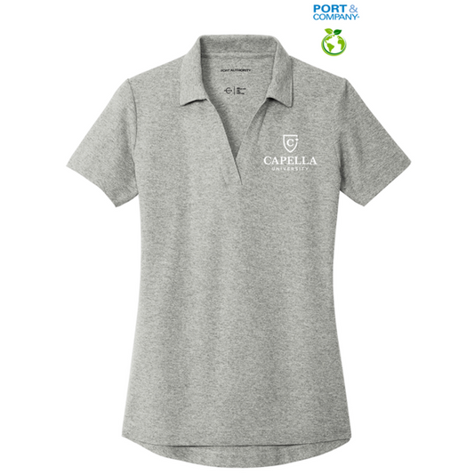 NEW CAPELLA Port Authority® Ladies C-FREE ™ Cotton Blend Pique Polo - Deep Smoke Heather