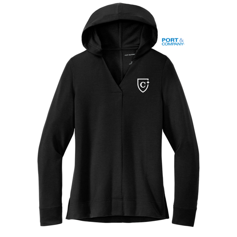 NEW CAPELLA Port Authority® Ladies Microterry Pullover Hoodie - Deep Black