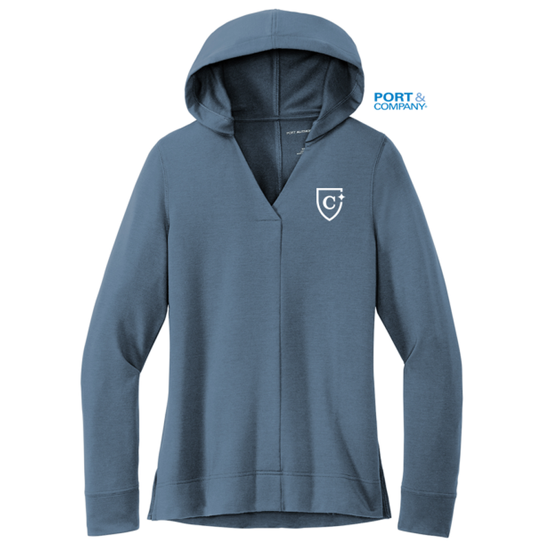 NEW CAPELLA Port Authority® Ladies Microterry Pullover Hoodie - Dusk Blue