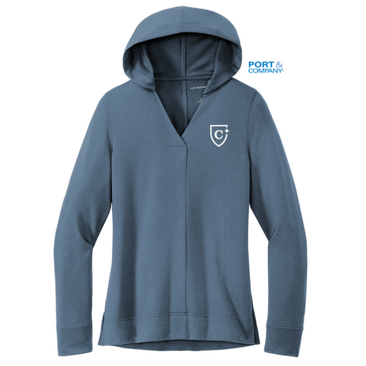 NEW CAPELLA Port Authority® Ladies Microterry Pullover Hoodie - Dusk Blue