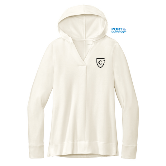 NEW CAPELLA Port Authority® Ladies Microterry Pullover Hoodie - Ivory Chiffon