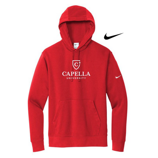 NEW CAPELLA UNISEX Nike Club Fleece Sleeve Swoosh Pullover Hoodie - University Red