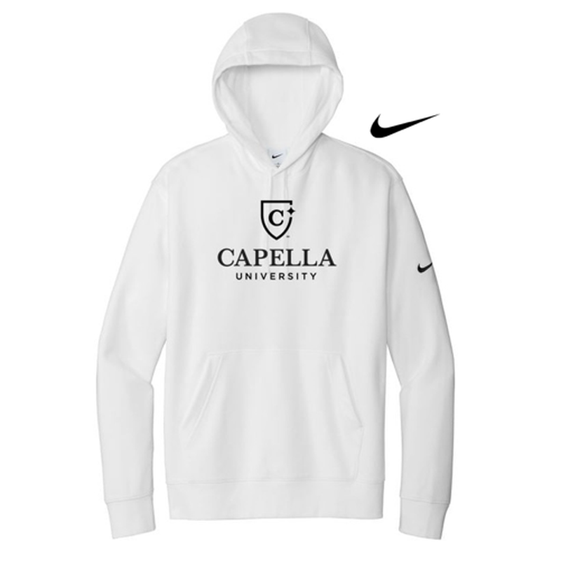 NEW CAPELLA UNISEX Nike Club Fleece Sleeve Swoosh Pullover Hoodie - White