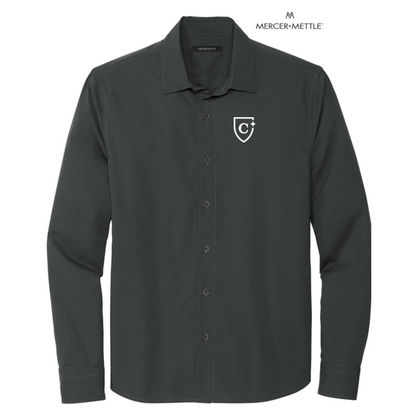 NEW CAPELLA Mercer+Mettle™ Long Sleeve Stretch Woven Shirt - Anchor Grey