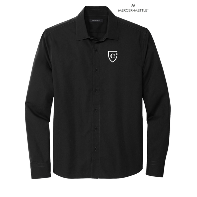 NEW CAPELLA Mercer+Mettle™ Long Sleeve Stretch Woven Shirt - Deep Black