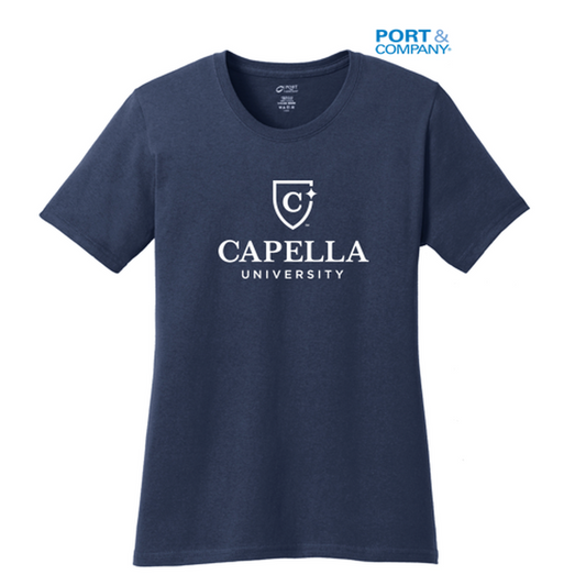 NEW CAPELLA Port & Company® Ladies Core Cotton Tee - Navy