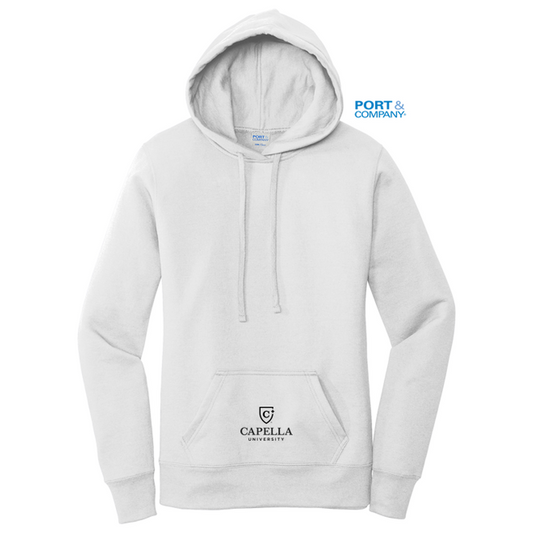 NEW CAPELLA Port & Company ® Ladies Core Fleece Pullover Hooded Sweatshirt - White