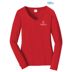 CAPELLA Port & Company® Ladies Long Sleeve Fan Favorite™ V-Neck Tee - Bright Red