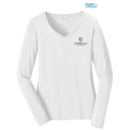 CAPELLA Port & Company® Ladies Long Sleeve Fan Favorite™ V-Neck Tee - White