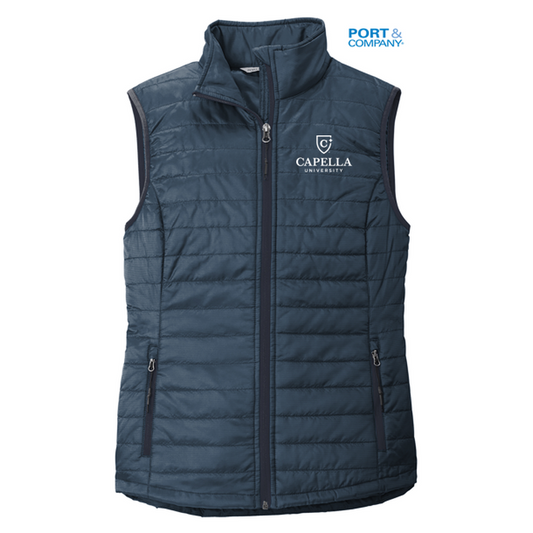 NEW CAPELLA Port Authority ® Ladies Packable Puffy Vest - Regatta Blue/ River Blue